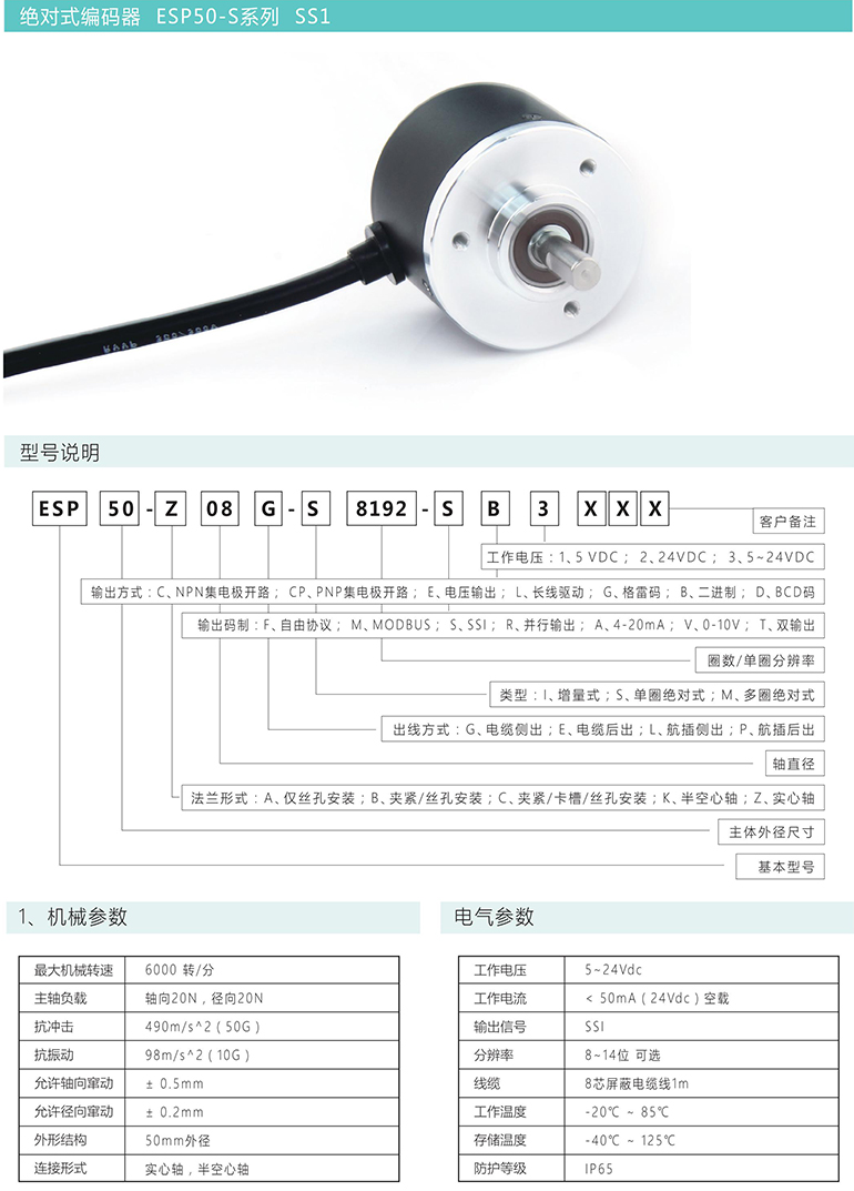 絕對式編碼器 ESP50-S系列 SS1